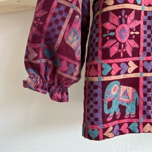 Vintage ILK Button Up Elephant Heart Pattern Print Blouse.Scarf Interchangeable. - Picture 7 of 9